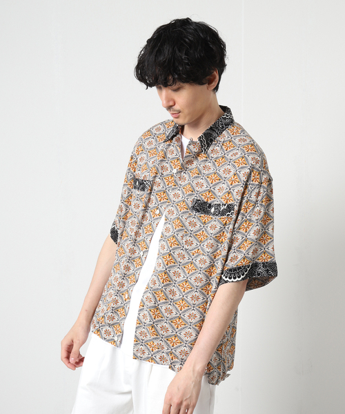 JOURNAL STANDARD J.S HOMESTEAD(ジャーナルスタンダードホームステッド)の「【J.S Homestead】クレイジーパターン ボーリング 半袖シャツ(シャツ/ブラウス・メンズ・ブラック系その他/オートミール/ネイビー/ブルー系その他/マスタード・MEDIUM/LARGE)」の10枚目の写真