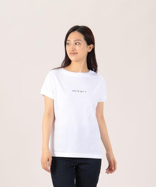 To b. by agnes b.(トゥービーバイアニエスベー)の「リブネックロゴTシャツ(Tシャツ/カットソー・レディース・ホワイト・40/38)」の3枚目の写真