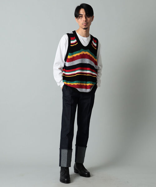 International Gallery BEAMS(インターナショナルギャラリービームス)の「IG / マルチボーダー ニットタンク(ベスト・メンズ・マルチ/その他・M/L)」の9枚目の写真