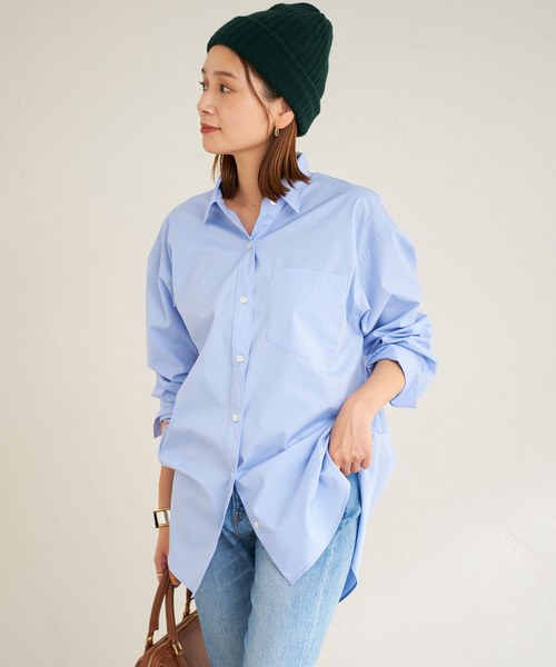JOURNAL STANDARD（ジャーナルスタンダード）の「エステネージュビッグシャツ（シャツ/ブラウス・レディース・ホワイト/サックスブルー/ブルー/モカ・FREE）」の4枚目の写真