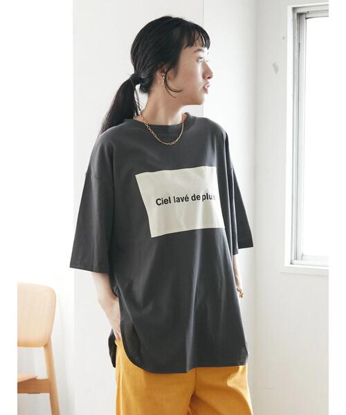 CRAFT STANDARD BOUTIQUE（クラフトスタンダードブティック）の「20/-天竺BOUTIQUE サイドチュニック　＊（Tシャツ/カットソー・レディース・チャコールグレー/パープル/オフホワイト/ブルー/アイボリー・M/L）」の18枚目の写真