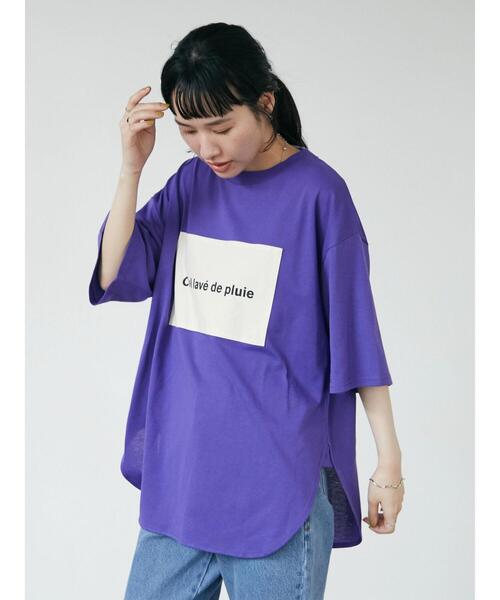 CRAFT STANDARD BOUTIQUE（クラフトスタンダードブティック）の「20/-天竺BOUTIQUE サイドチュニック　＊（Tシャツ/カットソー・レディース・チャコールグレー/パープル/オフホワイト/ブルー/アイボリー・M/L）」の20枚目の写真