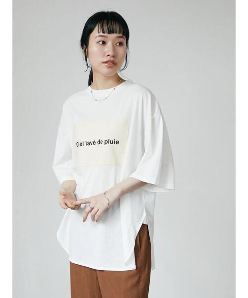 CRAFT STANDARD BOUTIQUE（クラフトスタンダードブティック）の「20/-天竺BOUTIQUE サイドチュニック　＊（Tシャツ/カットソー・レディース・チャコールグレー/パープル/オフホワイト/ブルー/アイボリー・M/L）」の21枚目の写真