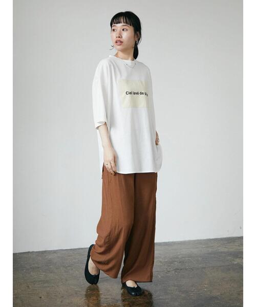 CRAFT STANDARD BOUTIQUE（クラフトスタンダードブティック）の「20/-天竺BOUTIQUE サイドチュニック　＊（Tシャツ/カットソー・レディース・チャコールグレー/パープル/オフホワイト/ブルー/アイボリー・M/L）」の22枚目の写真