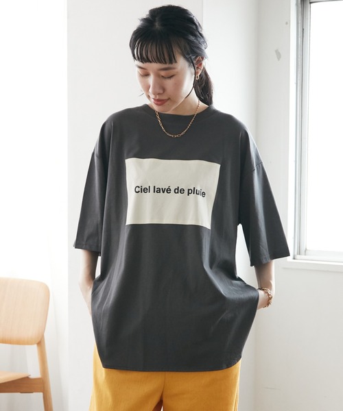 CRAFT STANDARD BOUTIQUE（クラフトスタンダードブティック）の「20/-天竺BOUTIQUE サイドチュニック　＊（Tシャツ/カットソー・レディース・チャコールグレー/パープル/オフホワイト/ブルー/アイボリー・M/L）」の4枚目の写真