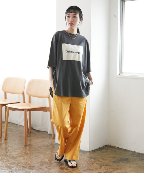 CRAFT STANDARD BOUTIQUE（クラフトスタンダードブティック）の「20/-天竺BOUTIQUE サイドチュニック　＊（Tシャツ/カットソー・レディース・チャコールグレー/パープル/オフホワイト/ブルー/アイボリー・M/L）」の7枚目の写真