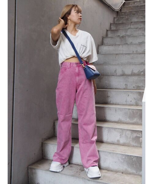 EVRIS（エヴリス）の「【ハイウエスト】simple wide デニムパンツ（デニムパンツ・レディース・ライトブルー/ベージュ/ピンク・SMALL/MEDIUM）」の14枚目の写真