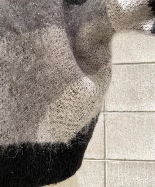 HARE（ハレ）の「2WAYモヘヤマーブルニット(HARE)（ニット/セーター・レディース・グリーン/ブラック・FREE）」の13枚目の写真