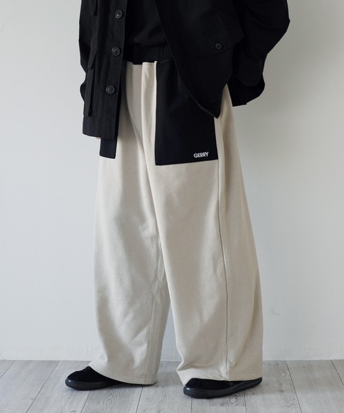 GERRY（ジェリー）の「GERRY / ジェリー 別注 コラボ ルーズシルエット 切替配色 裏毛 スウェットパンツ（スウェットパンツ・メンズ・ブラック/ベージュ/グリーン・MEDIUM/LARGE）」の3枚目の写真
