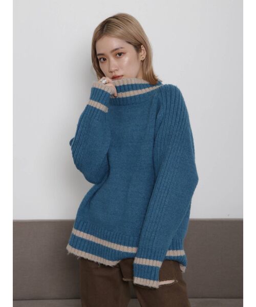 MURUA（ムルーア）の「【WEB限定 ITEM】バックスリットラインニットチュニック（ニット/セーター・レディース・ブルー/モカ/ネイビー・FREE）」の16枚目の写真