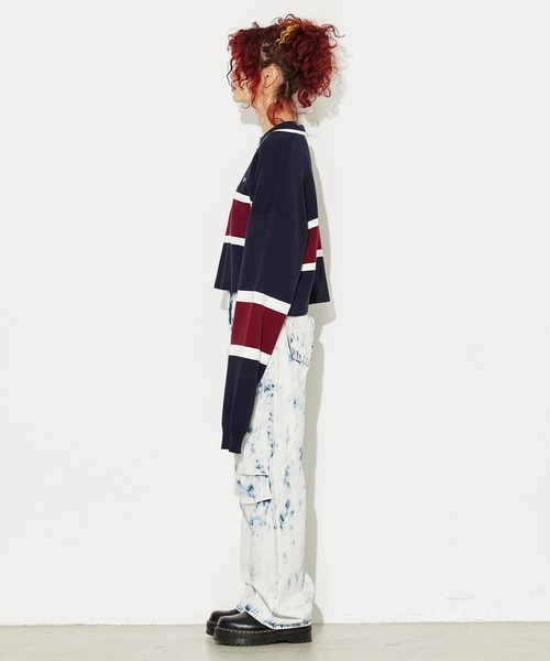 X-girl（エックスガール）の「HALF ZIP KNIT SHIRT（ニット/セーター・レディース・ブラック/ネイビー/ピンク・ONE SIZE）」の14枚目の写真