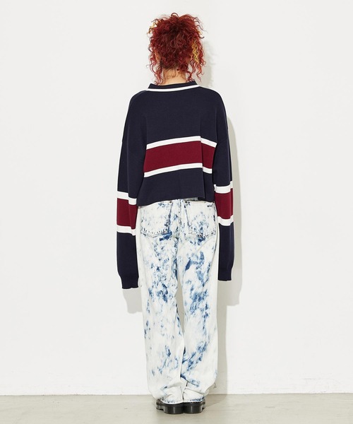 X-girl（エックスガール）の「HALF ZIP KNIT SHIRT（ニット/セーター・レディース・ブラック/ネイビー/ピンク・ONE SIZE）」の15枚目の写真