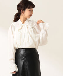 Demi-Luxe BEAMS | Demi-Luxe BEAMS / 三角 切り替え リボン ブラウス(シャツ/ブラウス)