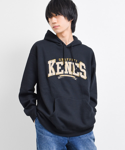 KENES GRAFFITI（ケネスグラフィティ）の「裏起毛ロゴ刺繍フーディー（パーカー・メンズ・チャコールグレー/杢グレー/ブラック/オフホワイト・M/L/XS/S）」の3枚目の写真