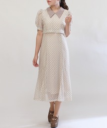 衿付きセットアップ風レースワンピース