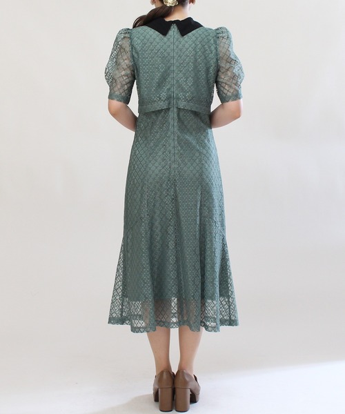 ASTORIA ODIER(アストリアオディール)の「衿付きセットアップ風レースワンピース(ワンピース・レディース・ブラック/ベージュ/グリーン・MEDIUM)」の7枚目の写真