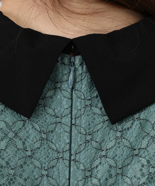 ASTORIA ODIER(アストリアオディール)の「衿付きセットアップ風レースワンピース(ワンピース・レディース・ブラック/ベージュ/グリーン・MEDIUM)」の9枚目の写真