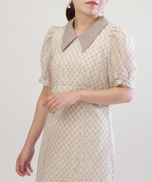 ASTORIA ODIER(アストリアオディール)の「衿付きセットアップ風レースワンピース(ワンピース・レディース・ブラック/ベージュ/グリーン・MEDIUM)」の20枚目の写真