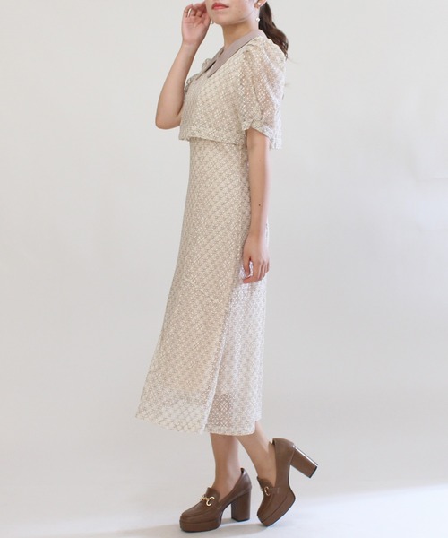 ASTORIA ODIER(アストリアオディール)の「衿付きセットアップ風レースワンピース(ワンピース・レディース・ブラック/ベージュ/グリーン・MEDIUM)」の22枚目の写真