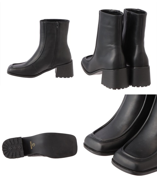 Settimissimo（セッティミッシモ）の「パイピングデザインショートブーツ（ブーツ・レディース・ブラック・S/M/L）」の8枚目の写真