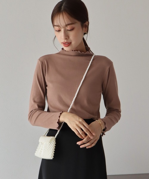 BLUEEAST（ブルーイースト）の「起毛メローハイネックカットソー（Tシャツ/カットソー・レディース・ブラック/パープル/グリーン/ホワイト/ブラウン・MEDIUM）」の4枚目の写真