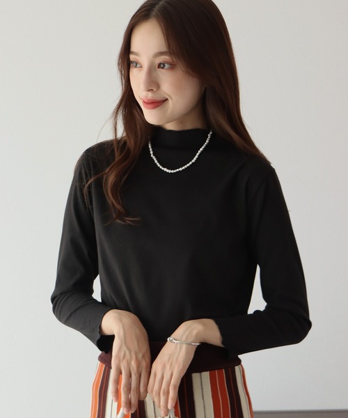 BLUEEAST（ブルーイースト）の「起毛メローハイネックカットソー（Tシャツ/カットソー・レディース・ブラック/パープル/グリーン/ホワイト/ブラウン・MEDIUM）」の3枚目の写真