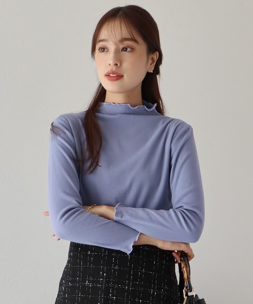 BLUEEAST（ブルーイースト）の「起毛メローハイネックカットソー（Tシャツ/カットソー・レディース・ブラック/パープル/グリーン/ホワイト/ブラウン・MEDIUM）」の9枚目の写真