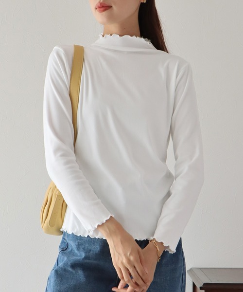 BLUEEAST（ブルーイースト）の「起毛メローハイネックカットソー（Tシャツ/カットソー・レディース・ブラック/パープル/グリーン/ホワイト/ブラウン・MEDIUM）」の6枚目の写真