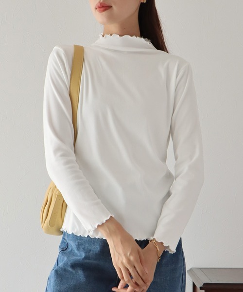 BLUEEAST（ブルーイースト）の「起毛メローハイネックカットソー（Tシャツ/カットソー・レディース・ブラック/パープル/グリーン/ホワイト/ブラウン・MEDIUM）」の10枚目の写真