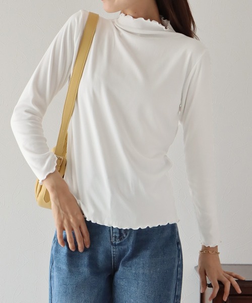 BLUEEAST（ブルーイースト）の「起毛メローハイネックカットソー（Tシャツ/カットソー・レディース・ブラック/パープル/グリーン/ホワイト/ブラウン・MEDIUM）」の11枚目の写真