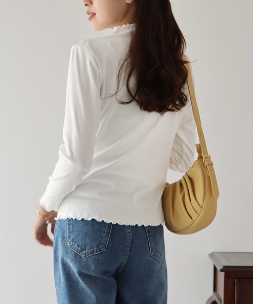 BLUEEAST（ブルーイースト）の「起毛メローハイネックカットソー（Tシャツ/カットソー・レディース・ブラック/パープル/グリーン/ホワイト/ブラウン・MEDIUM）」の13枚目の写真