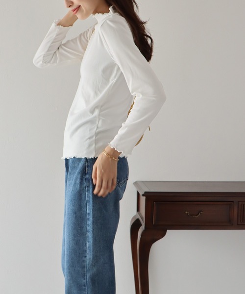 BLUEEAST（ブルーイースト）の「起毛メローハイネックカットソー（Tシャツ/カットソー・レディース・ブラック/パープル/グリーン/ホワイト/ブラウン・MEDIUM）」の14枚目の写真