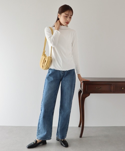 BLUEEAST（ブルーイースト）の「起毛メローハイネックカットソー（Tシャツ/カットソー・レディース・ブラック/パープル/グリーン/ホワイト/ブラウン・MEDIUM）」の15枚目の写真