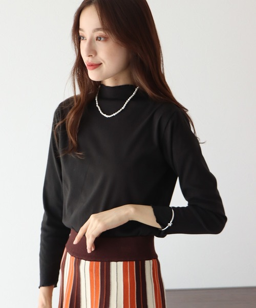 BLUEEAST（ブルーイースト）の「起毛メローハイネックカットソー（Tシャツ/カットソー・レディース・ブラック/パープル/グリーン/ホワイト/ブラウン・MEDIUM）」の17枚目の写真