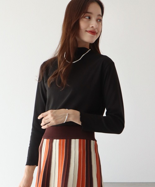 BLUEEAST（ブルーイースト）の「起毛メローハイネックカットソー（Tシャツ/カットソー・レディース・ブラック/パープル/グリーン/ホワイト/ブラウン・MEDIUM）」の19枚目の写真