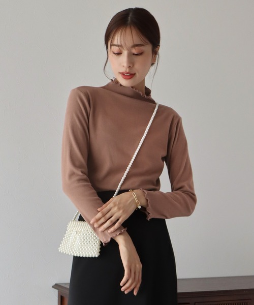 BLUEEAST（ブルーイースト）の「起毛メローハイネックカットソー（Tシャツ/カットソー・レディース・ブラック/パープル/グリーン/ホワイト/ブラウン・MEDIUM）」の22枚目の写真