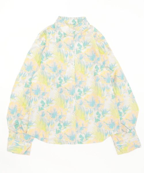 ニュアンスカラースタンドカラーブラウス