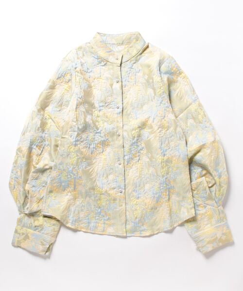 ニュアンスカラースタンドカラーブラウス