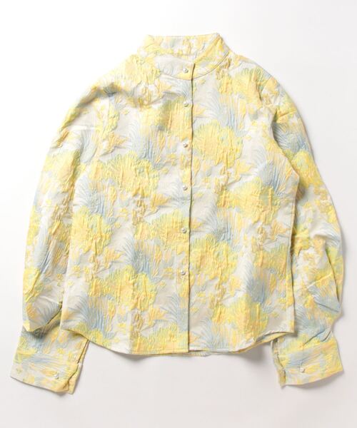 ニュアンスカラースタンドカラーブラウス