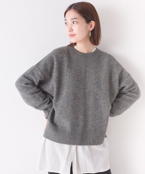 OMNES（オムネス）の「もっちりボックスプルオーバーニット（ニット/セーター・レディース・アイボリー/ブラック/ブルー/ブラウン/グレー・FREE）」の4枚目の写真