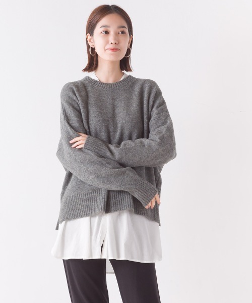 OMNES（オムネス）の「もっちりボックスプルオーバーニット（ニット/セーター・レディース・アイボリー/ブラック/ブルー/ブラウン/グレー・FREE）」の10枚目の写真