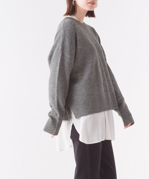 OMNES（オムネス）の「もっちりボックスプルオーバーニット（ニット/セーター・レディース・アイボリー/ブラック/ブルー/ブラウン/グレー・FREE）」の11枚目の写真