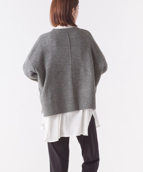 OMNES（オムネス）の「もっちりボックスプルオーバーニット（ニット/セーター・レディース・アイボリー/ブラック/ブルー/ブラウン/グレー・FREE）」の12枚目の写真