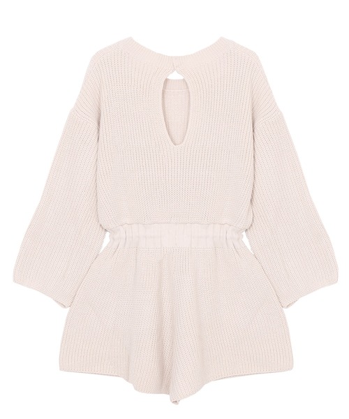 Figments(フィグメンツ)の「ニットジャンプスーツ(つなぎ/オールインワン・レディース・ブラック/ベージュ・FREE)」の3枚目の写真