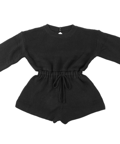 Figments(フィグメンツ)の「ニットジャンプスーツ(つなぎ/オールインワン・レディース・ブラック/ベージュ・FREE)」の4枚目の写真