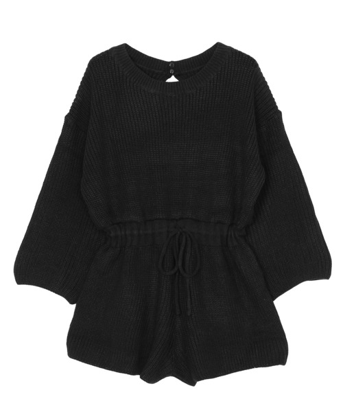 Figments(フィグメンツ)の「ニットジャンプスーツ(つなぎ/オールインワン・レディース・ブラック/ベージュ・FREE)」の9枚目の写真