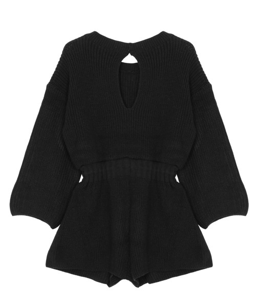 Figments(フィグメンツ)の「ニットジャンプスーツ(つなぎ/オールインワン・レディース・ブラック/ベージュ・FREE)」の15枚目の写真