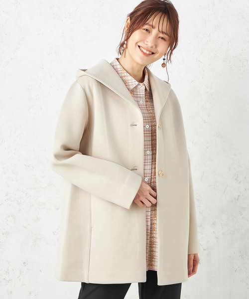 DECOY SINCE 1981（デコイシンスイチキュウハチイチ）の「★春アウター★ライトフードコート（ステンカラーコート・レディース・ネイビー/ベージュ/チャコール・M/LL/L）」の21枚目の写真