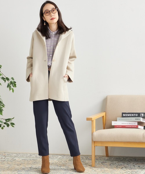 DECOY SINCE 1981（デコイシンスイチキュウハチイチ）の「★春アウター★ライトフードコート（ステンカラーコート・レディース・ネイビー/ベージュ/チャコール・M/LL/L）」の19枚目の写真