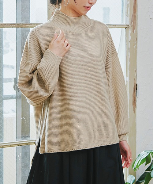 Fizz(フィズ)の「【Fizz/フィズ】 パール編みハイネックボリューム袖ニット(ニット/セーター・レディース・ブラック/ベージュ/オレンジ/アイボリー/グリーン系その他/ライトグリーン・M)」の4枚目の写真